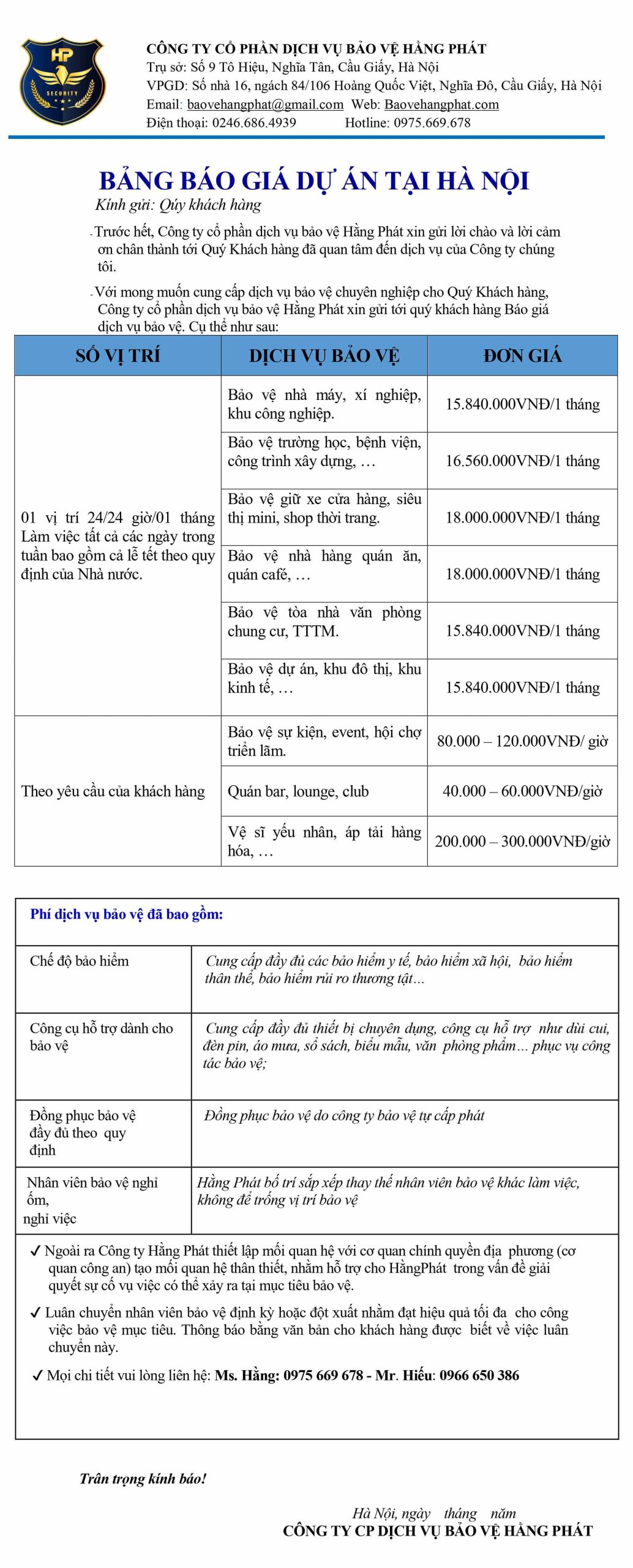 bao gia dich vu bao ve chuyen nghiep